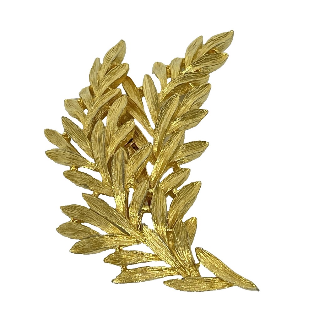 Vintage1980s Women's Gold Tone Costume Jewelry Textured Leaf Pin‎ Brooch